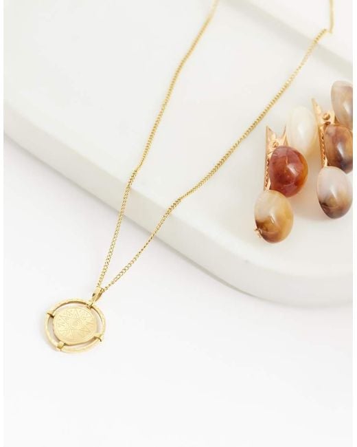 ASOS Metallic Waterproof Stainless Steel Necklace With Disc Charm