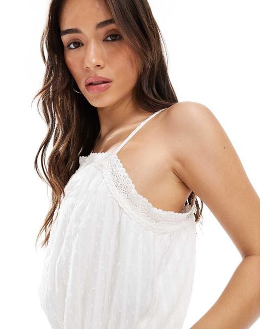 Pieces White Sleeveless Boho Cami Top