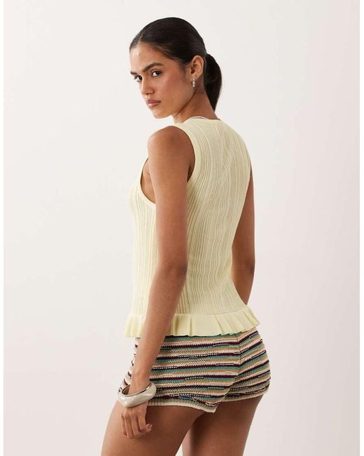 Miss Selfridge Green Knitted Button Front Top With Pep Hem