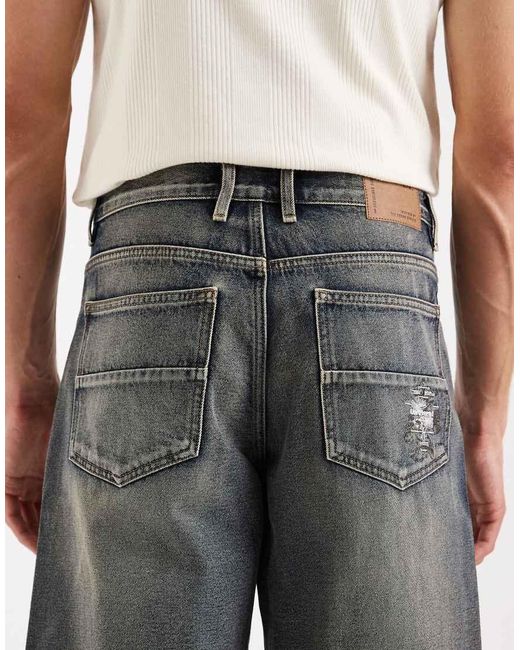 Redefined Rebel Blue Kingston baggy Fit Denim Shorts for men