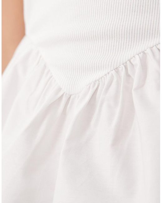 ASOS White Ribbed Scoop Neck Cami With Peplum Hem