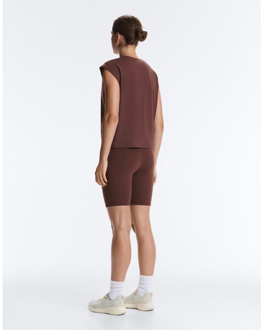 Oysho Purple Cotton Blend Sleeveless Seamless T-shirt