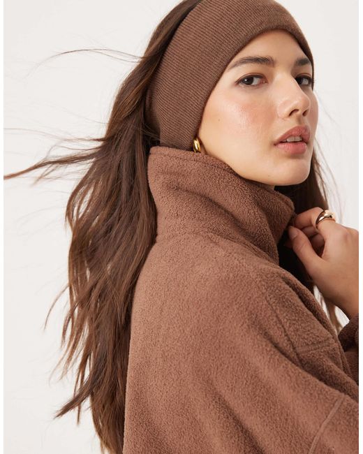 Sweat confort en micropolaire avec col zippé - marron ASOS en coloris Brown