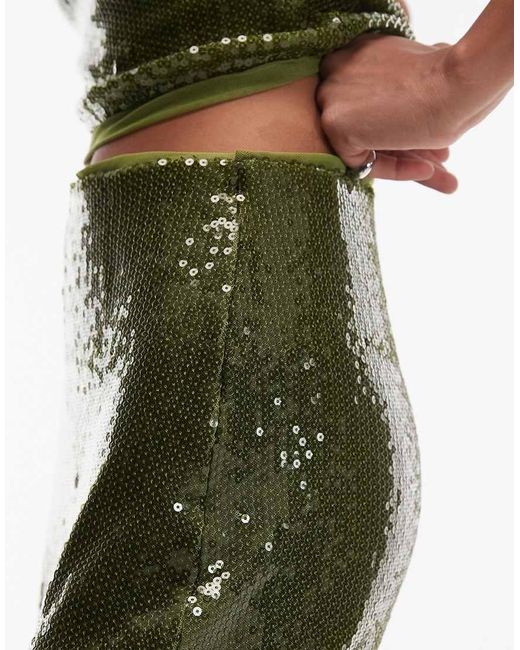 ASOS Green Co-ord Sequin Mesh Mix Mini Skirt