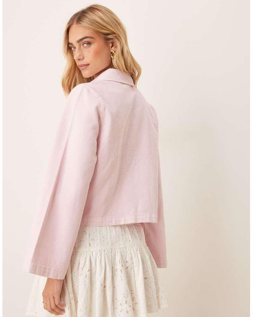 Gina Tricot Pink Wide Sleeve Front Tie Denim Shirt