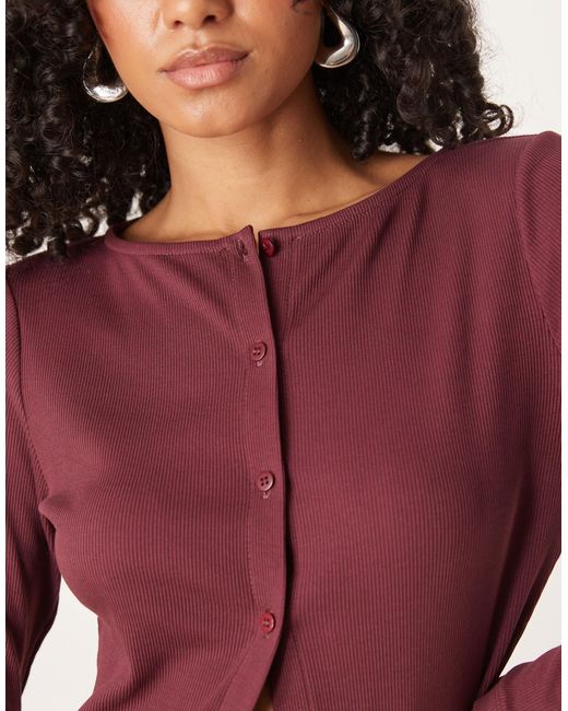 ASOS Purple – langärmliges, geripptes oberteil
