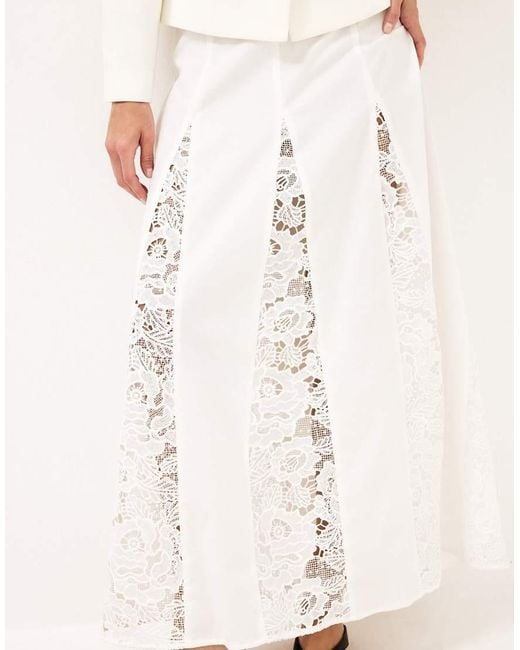 NA-KD Natural X Audrey Afonso Lace Detail Maxi Skirt
