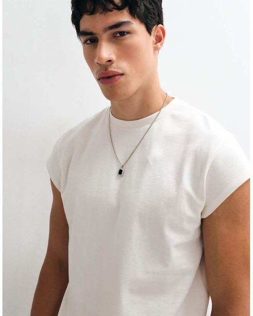 ASOS White Heavyweight Regular Fit T-shirt With Cap Sleeve for men