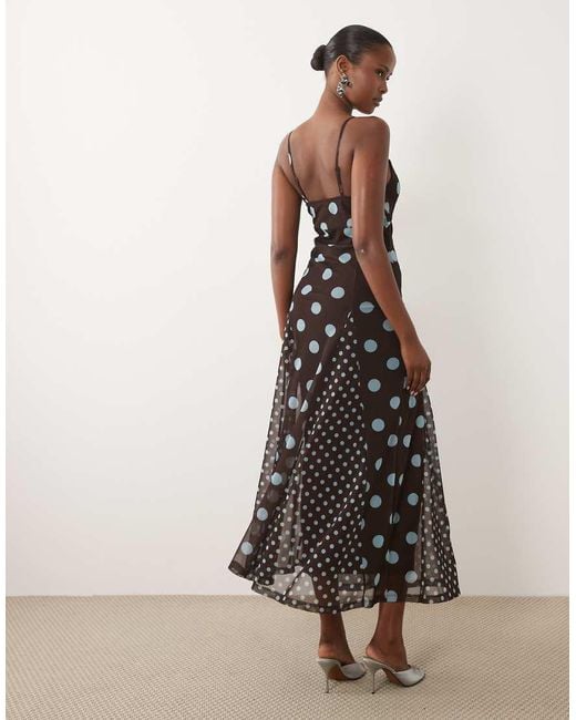 ASOS White Mix Polka Dot Scarf Detail Midi Dress And