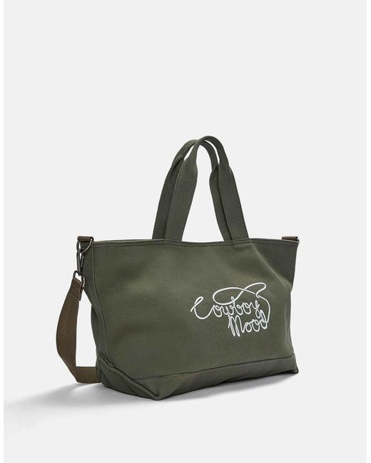 Pull&Bear – shopper-tasche aus canvas in Green für Herren
