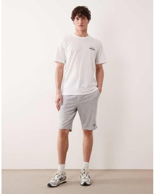 Jack & Jones White Logo T-shirt And Jersey Shorts Set for men