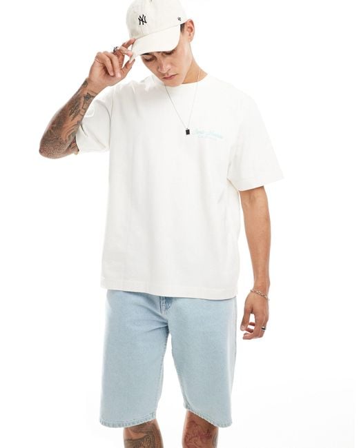 Preppy luxe - t-shirt color crema con stampa sulla schiena di Abercrombie & Fitch in White da Uomo