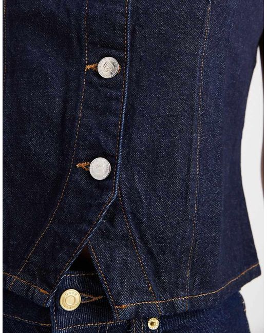 Chaleco Vaquero Con Lavado Azul Añil Y Mangas De Casquillo De Miss Selfridge de color Blue