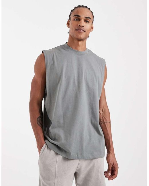 ASOS Gray Essentials Oversized Tank Top for men