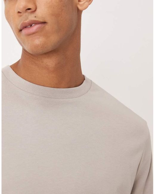 ASOS Natural Essentials Long Sleeve Regular Fit T-shirt for men