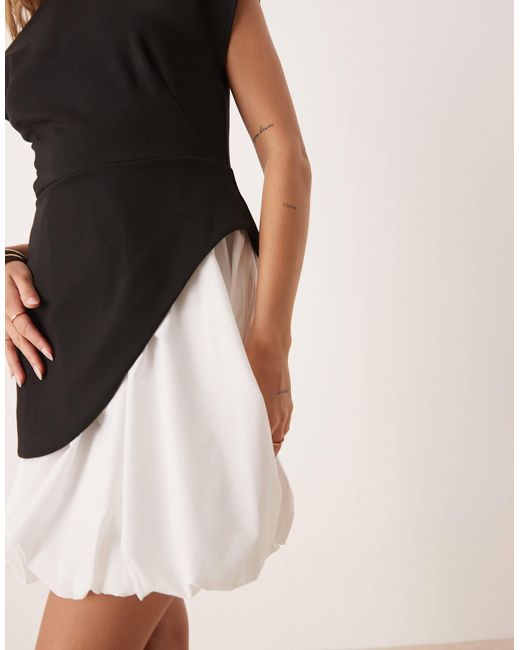 ASOS Natural Cap Sleeve Bubble Skirt Mini Dress