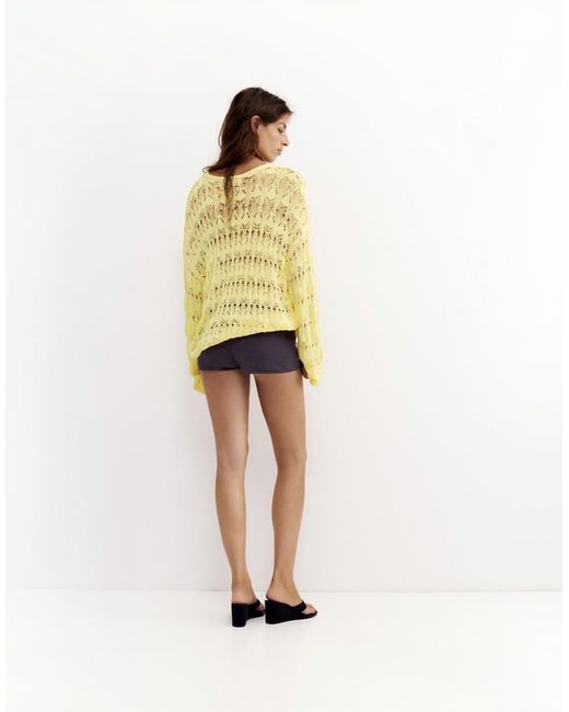 Pull&Bear Yellow Fluid Cutwork Knit Jumper