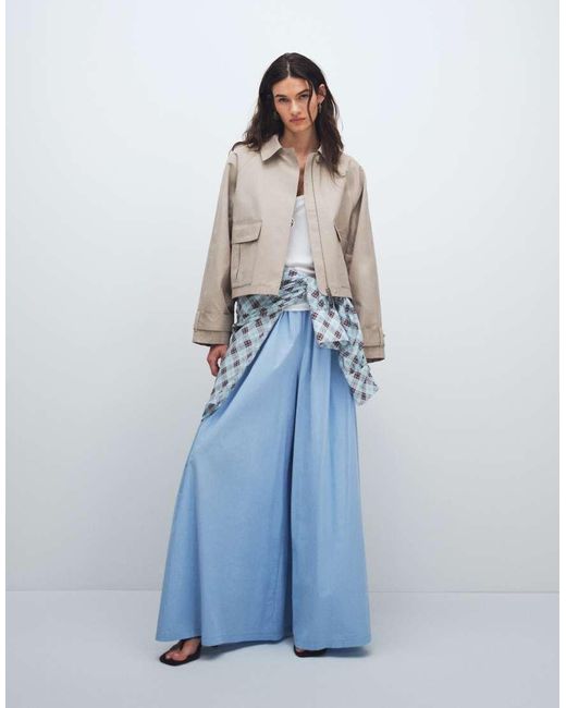 ASOS Blue Utility Pocket Short Cape Back Trench With Cotton And Water Repellent Finish