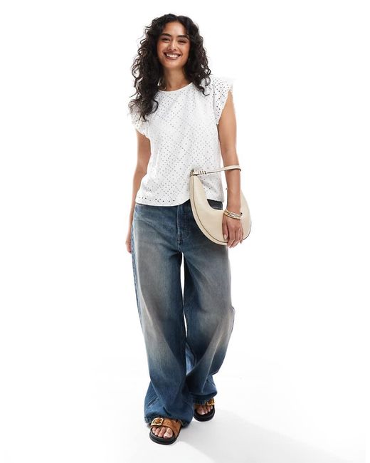 Vero Moda White Sleeveless Jersey Broderie Top