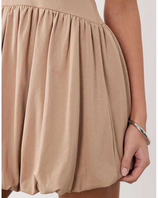 ASOS Natural Ribbed Sleeveless Bubble Hem Mini Dress