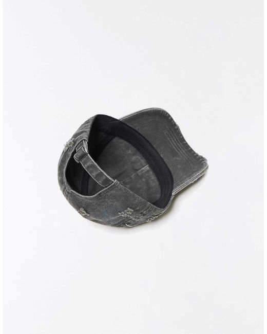 Bershka Gray Washed Cap With Heavy Distressing for men