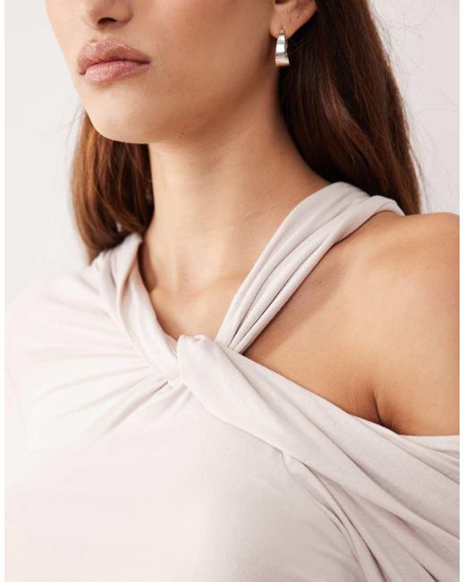 ARRANGE Natural Jersey Twist Neck Long Sleeve Top