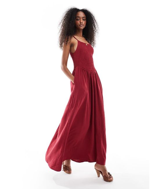 Daisy Street Red V Shape Bodice Maxi Dress