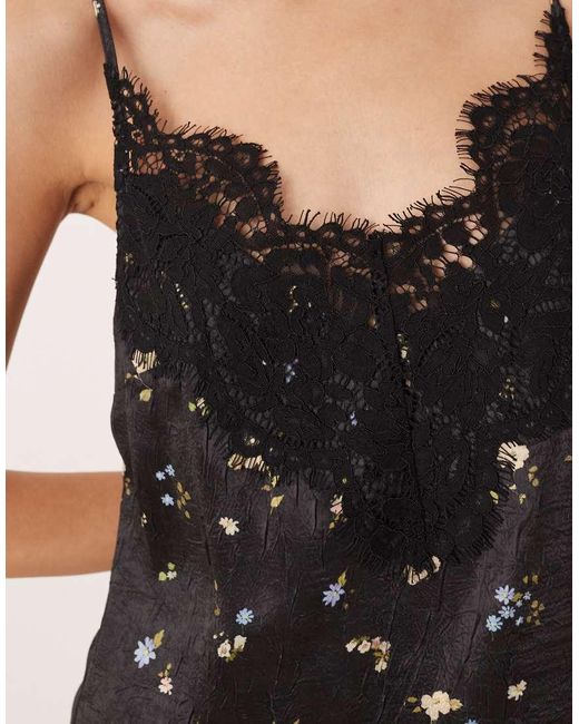 ASOS Natural Lace Bodice Cami Asymmetric Satin Mini Dress