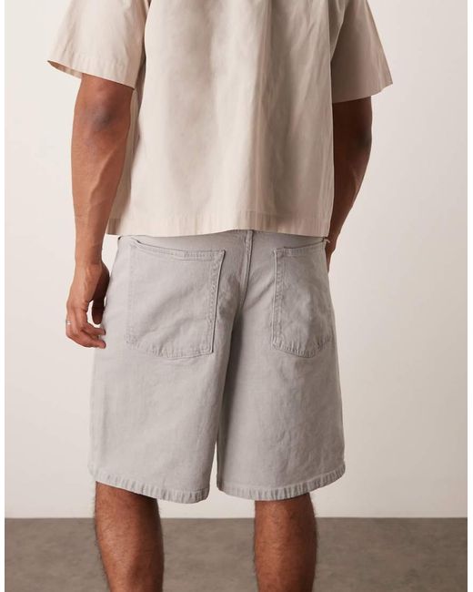 ASOS Lange Denim Jort Met Trekkoord in het Natural voor heren
