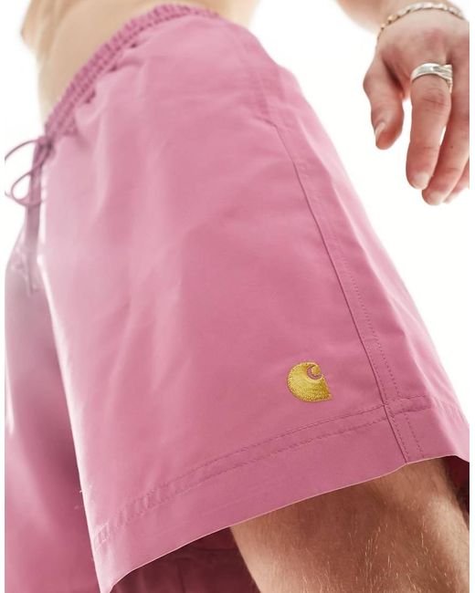 Carhartt Pink Chase Swim Shorts for men