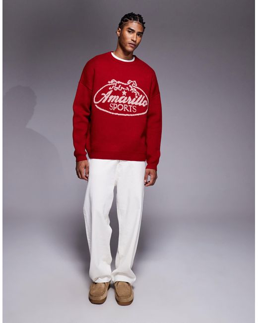 ASOS – super-oversize-strickpullover in Red für Herren