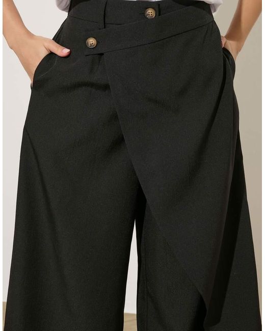 PixieGirl White Petite Wrap Wide Leg Trousers