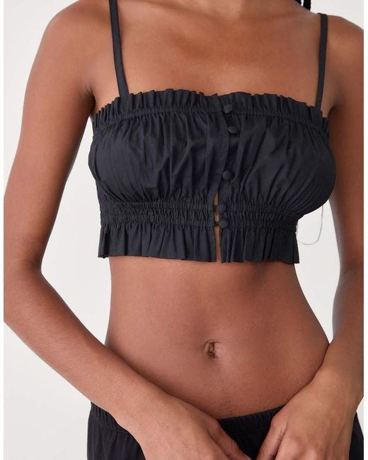 Stradivarius Blue Cropped Milkmaid Top