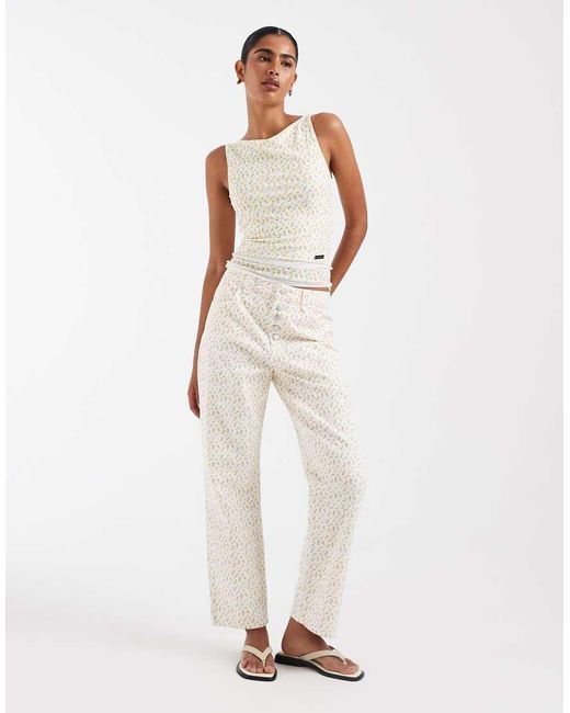 House Of Sunny White Double Layered Mesh Top