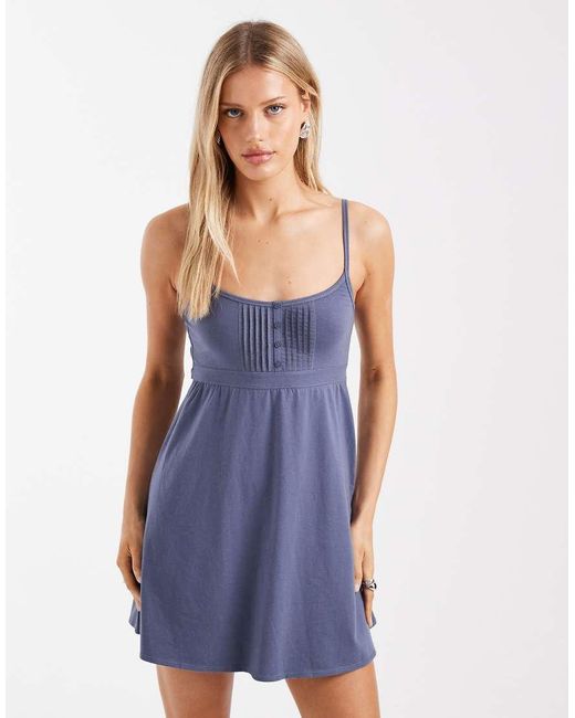 Hollister Blue Y2k Pintuck Knit Mini Dress