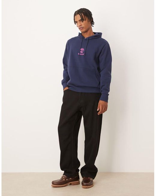 Felpa Blu Peacoat Con Cappuccio E Logo A Strati di Timberland in Blue da Uomo