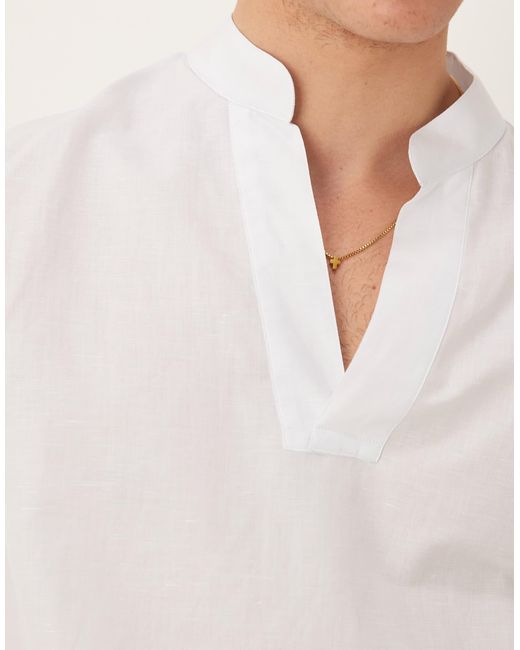 Chemise décontractée en lin mélangé avec col ouvert - clair Mango pour homme en coloris Natural