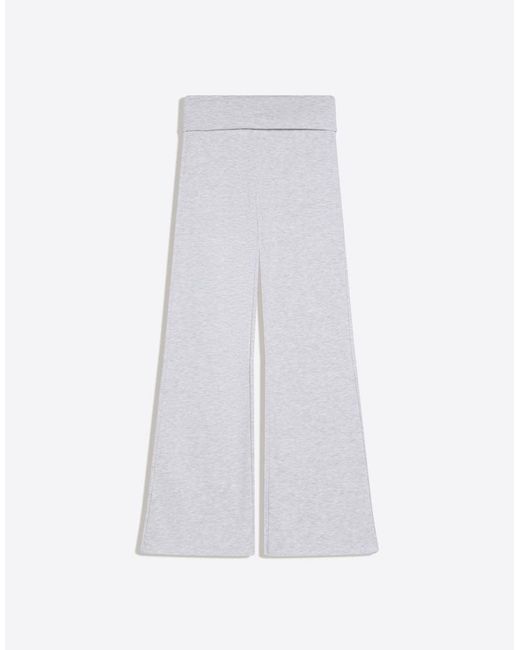 Bershka White Flared Plush Trousers With Patch
