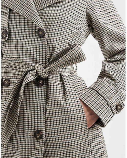 New Look White Check Trench Coat