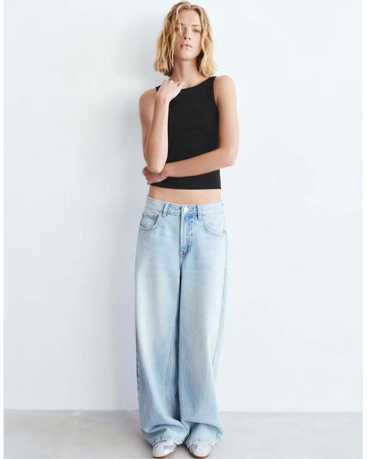 Pull&Bear Black Boat Neck Tank Top