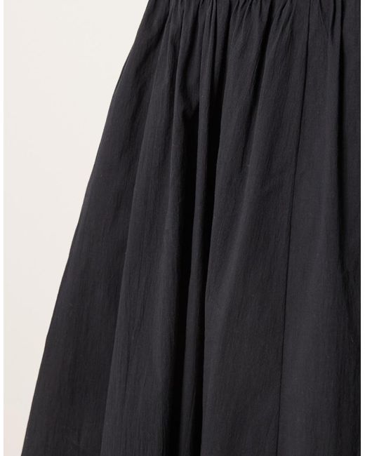 Abercrombie & Fitch Black High Neck Drop Waist Midi Dress