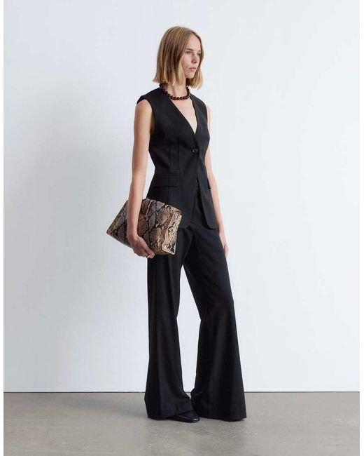 & Other Stories Blue Deep V-neck Waistcoat With Hourglass Waist