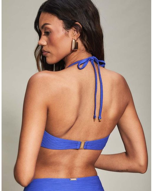KBX Blue Knickerbox Crinkle Texture Non-Wired Bikini Top