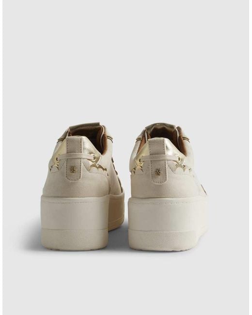 River Island Natural Faux Suede Scalloped Slip On Trainers