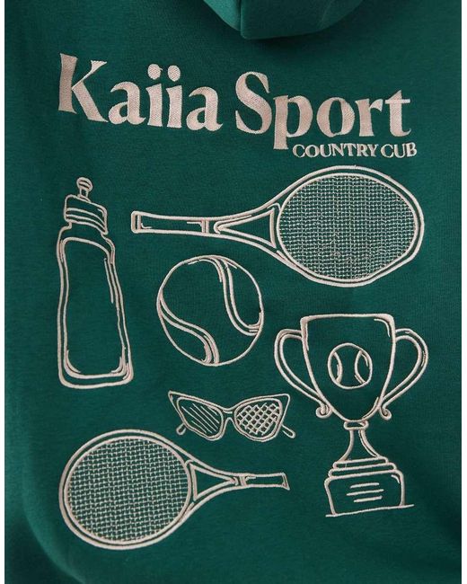 Kaiia Green Sport Tennis Icons Graphic Oversized Hoodie Co-ord