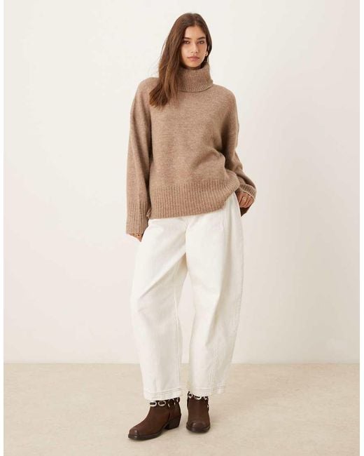 Gina Tricot Brown High Neck Long Sleeve Knitted Wool Alpaca Sweater