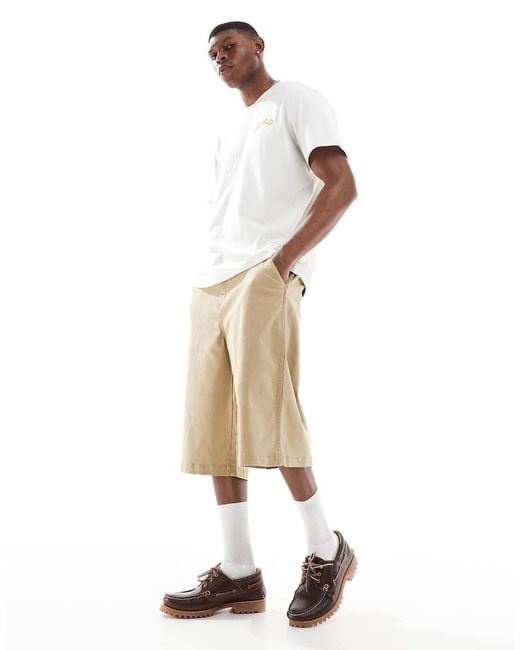 Wrangler White Casey Jones Workwear Drawstring Long Twill Shorts for men