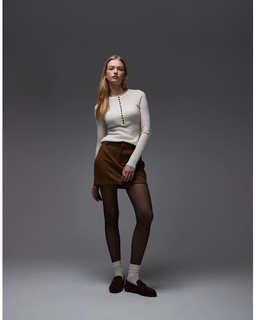 & Other Stories Gray Pure Wool Ribbed Knitted Henley Top