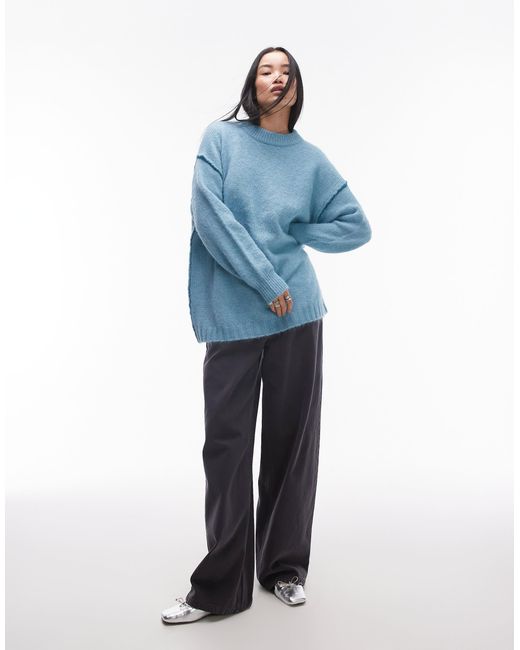 TOPSHOP Blue – oversize-strickpullover