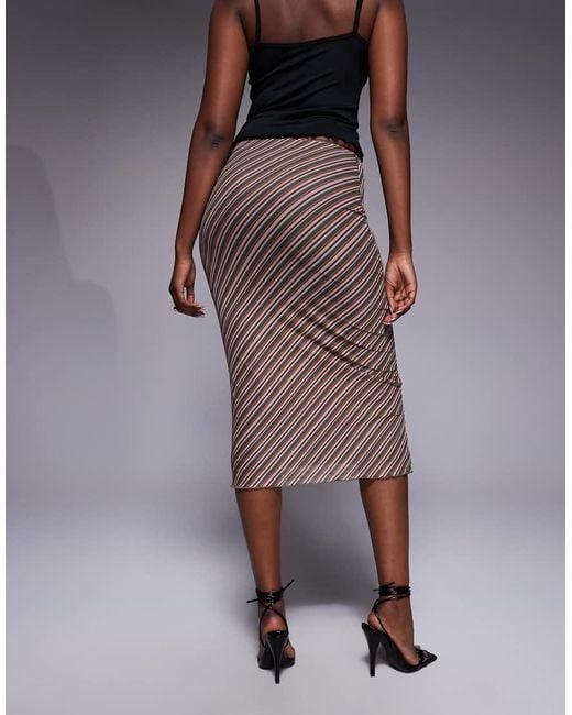 Falda Midi A Rayas Multicolores De Corte Recto De Malla Harbor De Princess Polly de color Blue